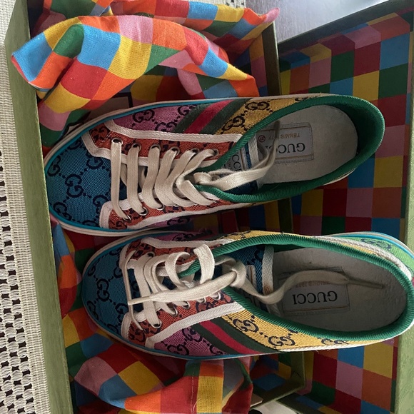 Gucci LIMITED EDITION GUCCI Tennis 1977 Multicolored canvas sneakers - Picture 1 of 12